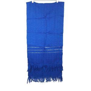 Nago Folkcrafts Virgin Wool Fringed Blue Scarf